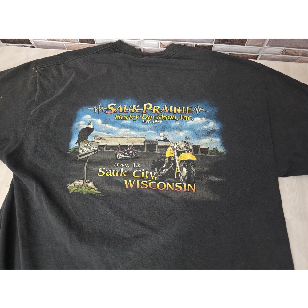 Vintage 2000 Harley Davidson Sauk Prairie WI HOG Hospital T-Shirt XL Free Spirit - Picture 16 of 16